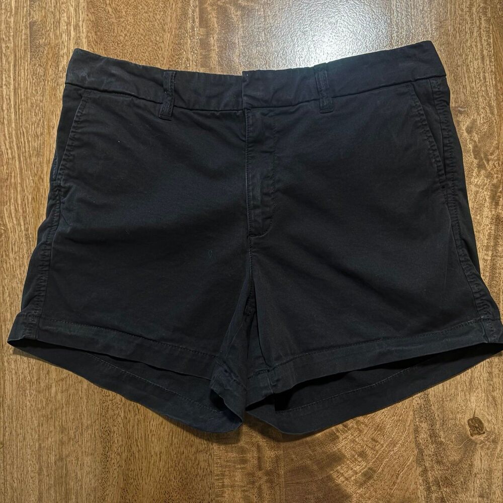 Quince Women’s Black Organic Cotton Spandex Shorts Size 4 Belt Loops Pockets